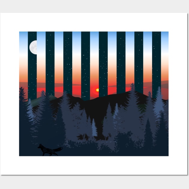 A Fox in the Wild - Sunset&Night Wall Art by Glaynder